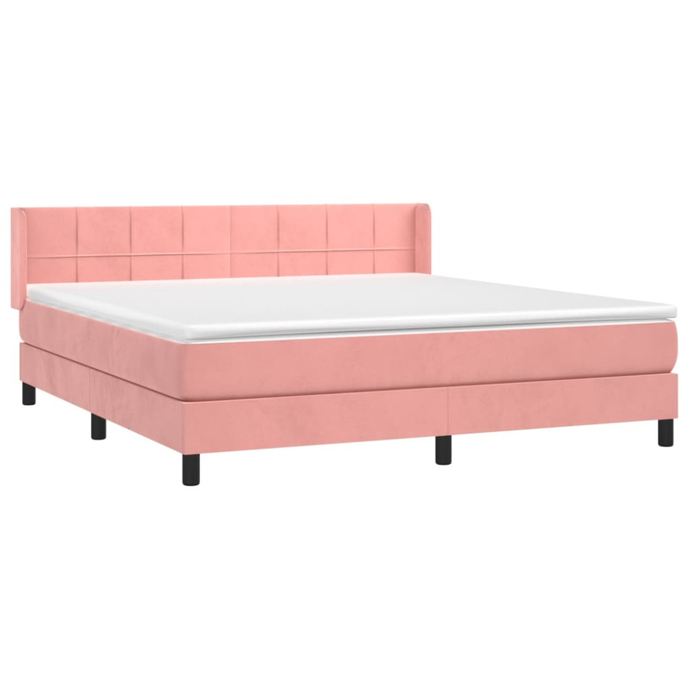 Produktbild för Ramsäng med madrass rosa 180x200 cm sammet