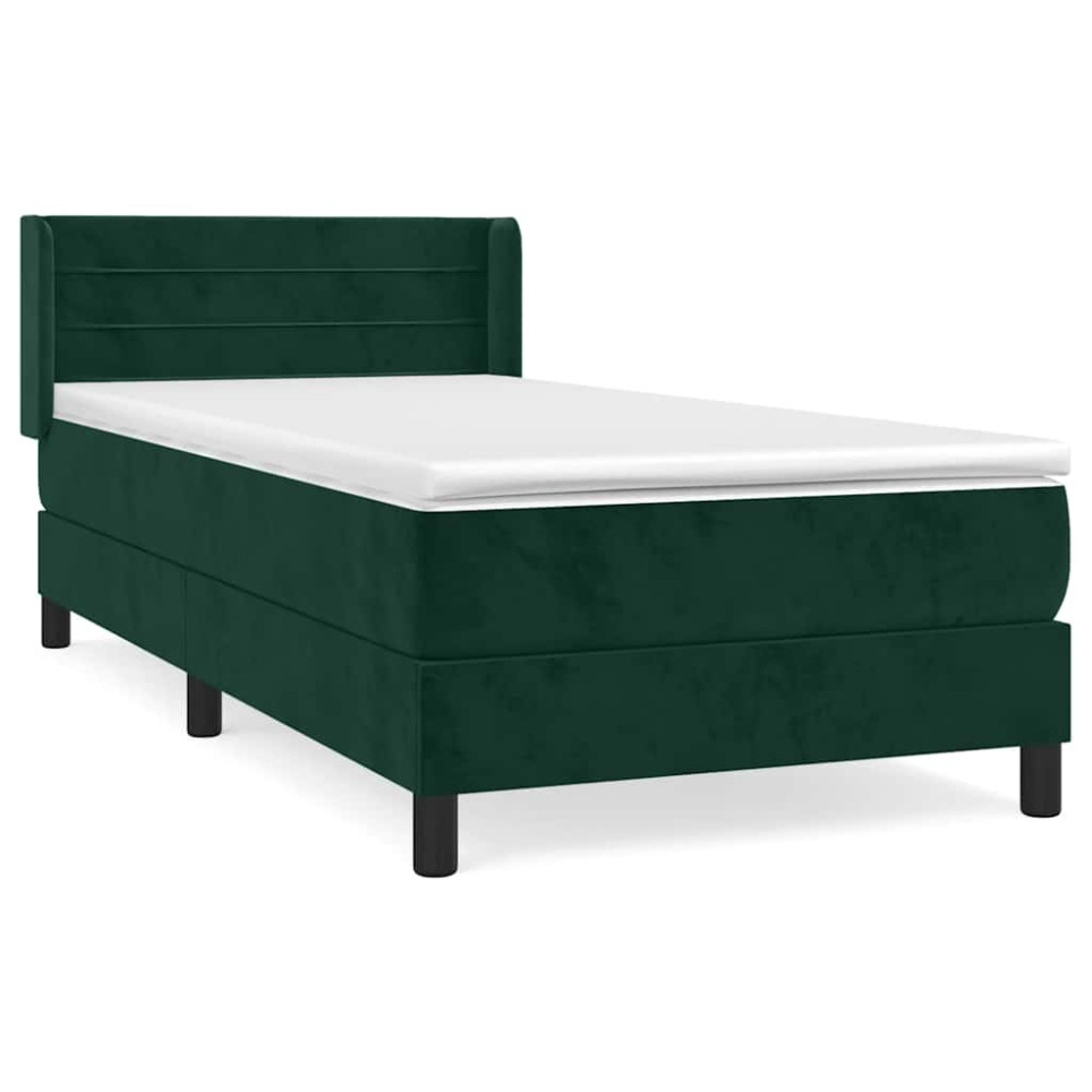Produktbild för Ramsäng med madrass mörkgrön 90x200 cm sammet