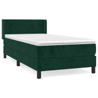 Produktbild för Ramsäng med madrass mörkgrön 90x200 cm sammet