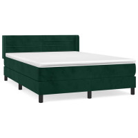 Produktbild för Ramsäng med madrass mörkgrön 140x200 cm sammet
