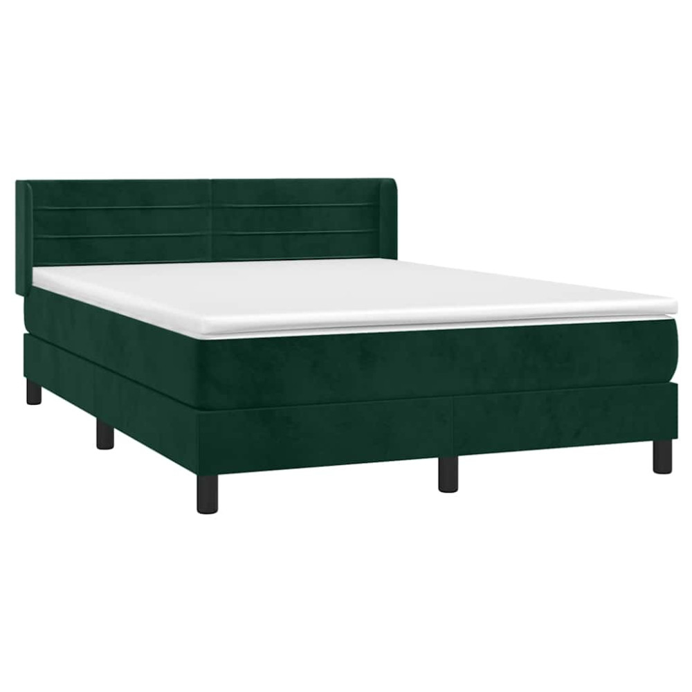 Produktbild för Ramsäng med madrass mörkgrön 140x200 cm sammet