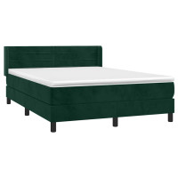 Produktbild för Ramsäng med madrass mörkgrön 140x200 cm sammet