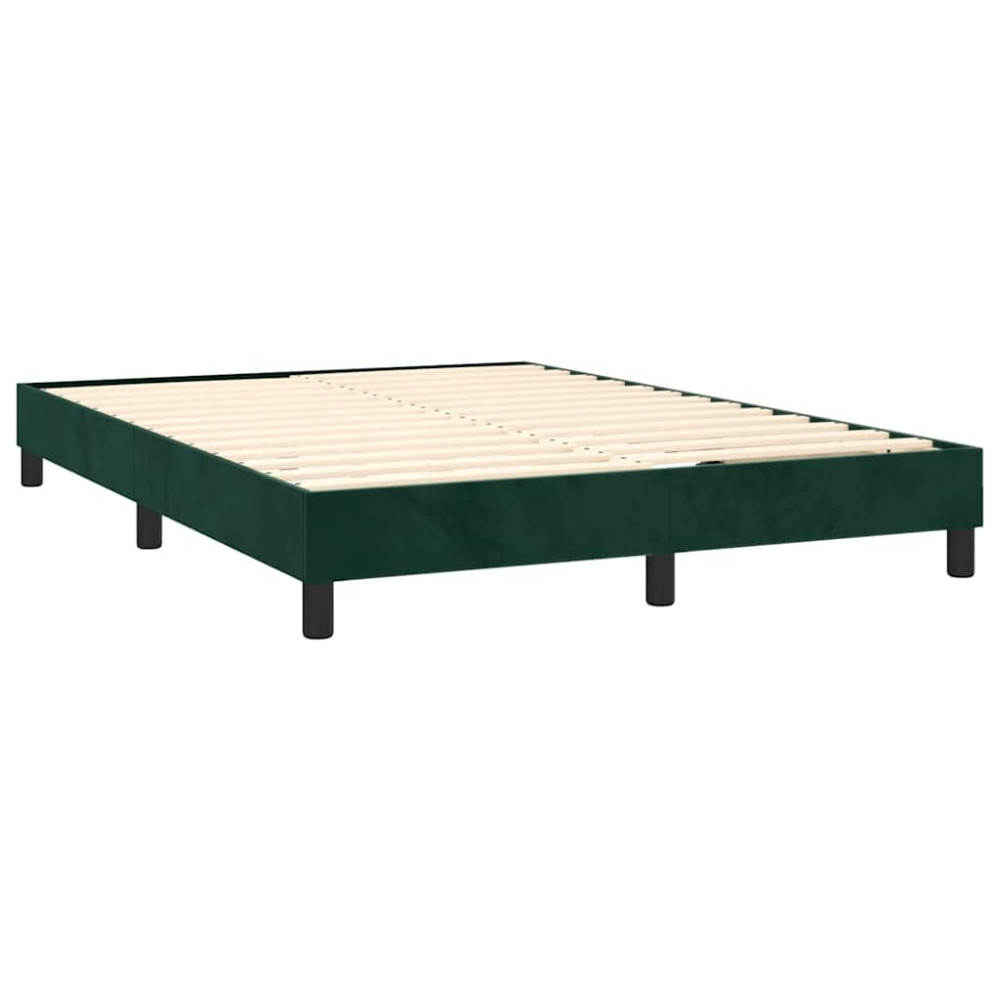 Produktbild för Ramsäng med madrass mörkgrön 140x200 cm sammet