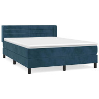 Produktbild för Ramsäng med madrass mörkblå 140x200 cm sammet
