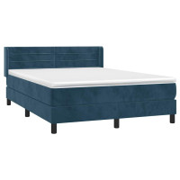 Produktbild för Ramsäng med madrass mörkblå 140x200 cm sammet