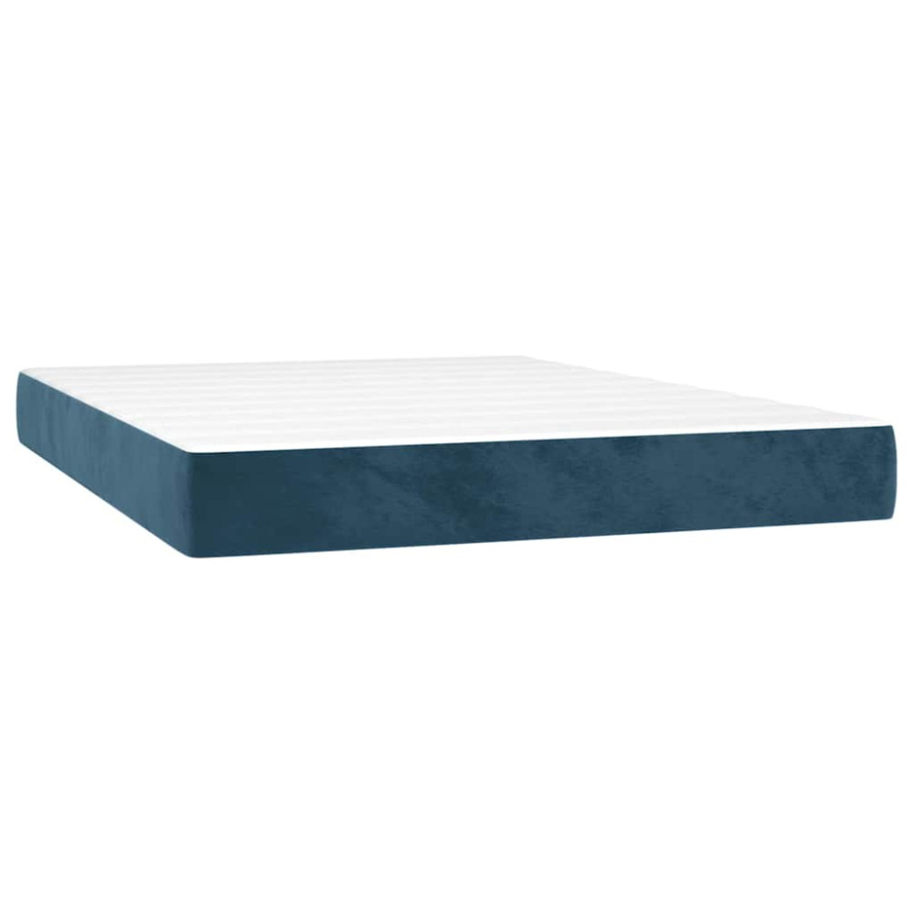 Produktbild för Ramsäng med madrass mörkblå 140x200 cm sammet