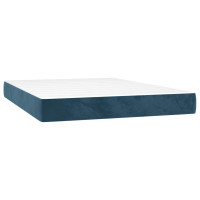 Produktbild för Ramsäng med madrass mörkblå 140x200 cm sammet
