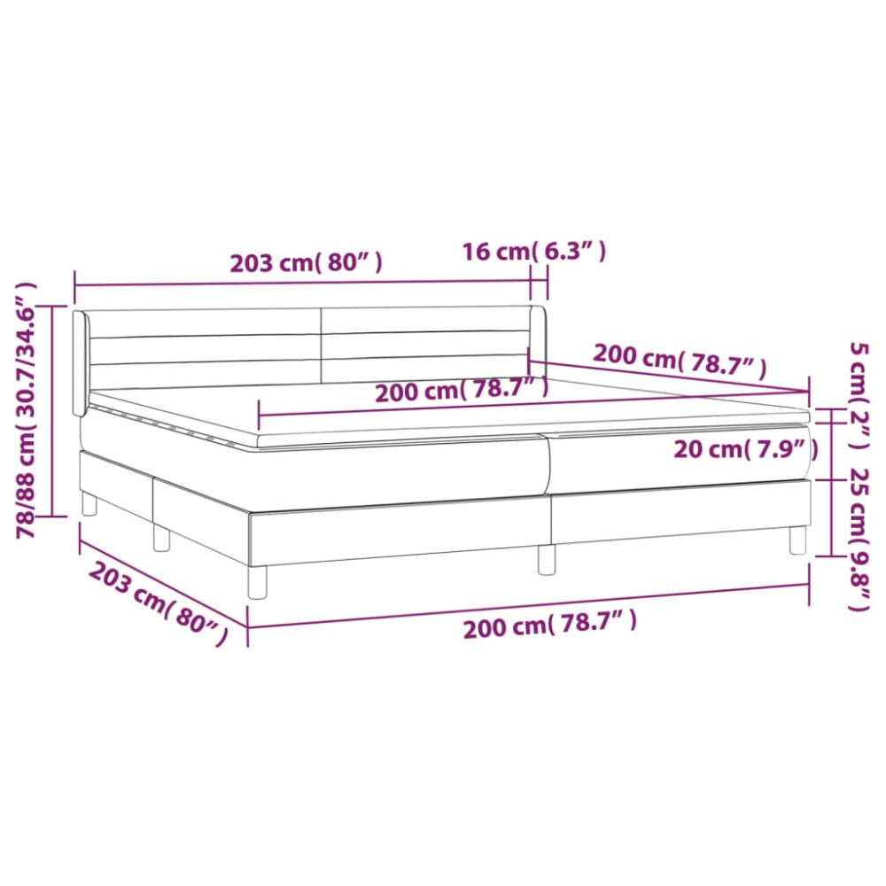 Produktbild för Ramsäng med madrass ljusgrå 200x200 cm sammet