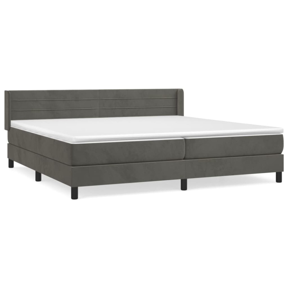 Produktbild för Ramsäng med madrass mörkgrå 200x200 cm sammet