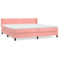 Produktbild för Ramsäng med madrass rosa 200x200 cm sammet