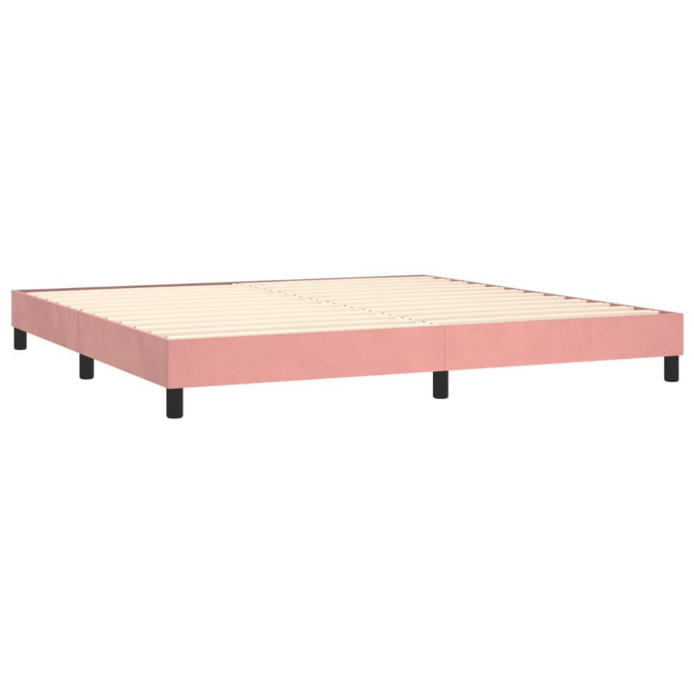 Produktbild för Ramsäng med madrass rosa 200x200 cm sammet