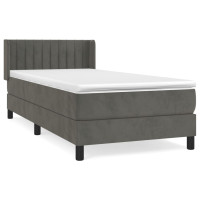 Produktbild för Ramsäng med madrass mörkgrå 90x200 cm sammet