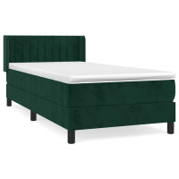 Produktbild för Ramsäng med madrass mörkgrön 90x200 cm sammet