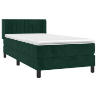 Produktbild för Ramsäng med madrass mörkgrön 90x200 cm sammet