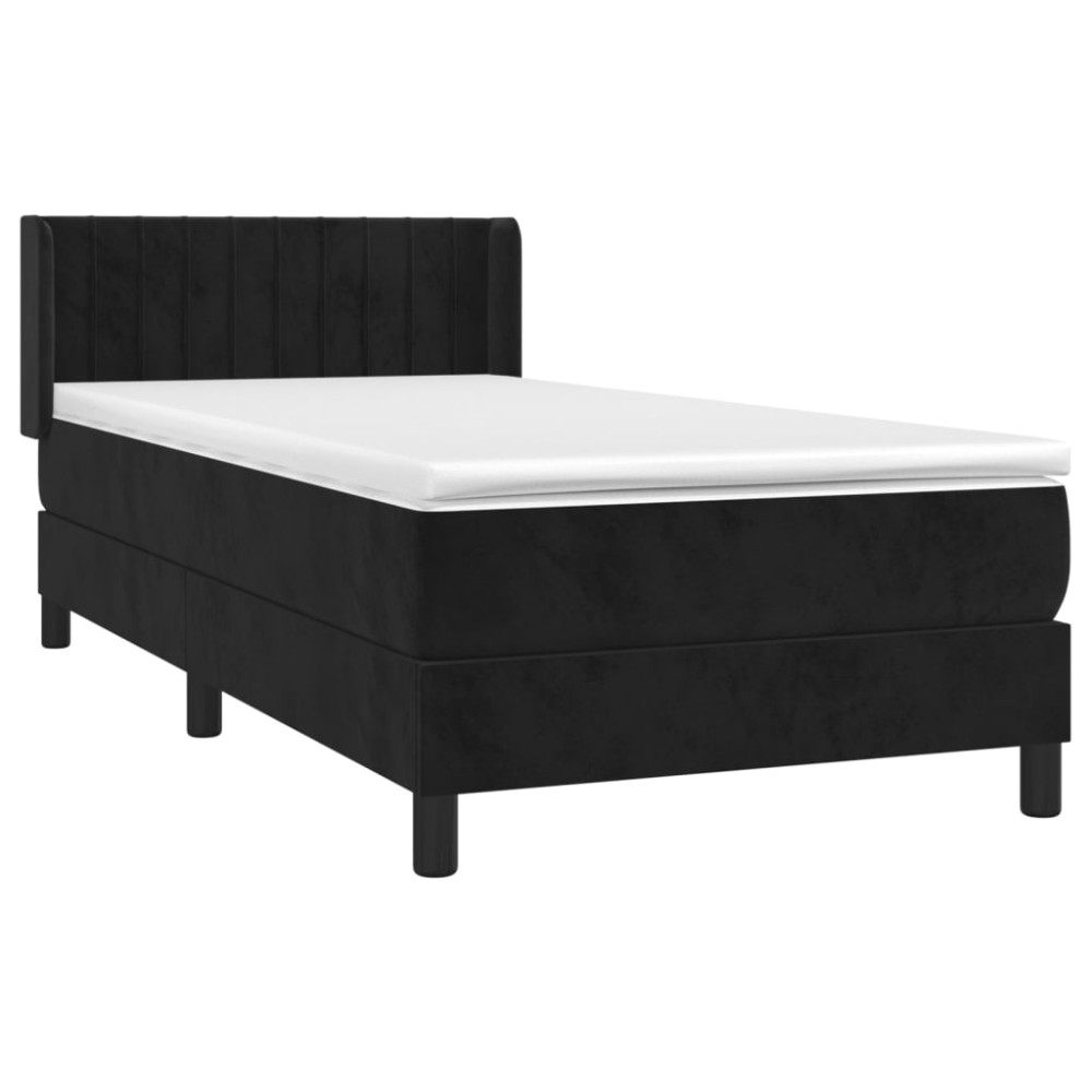 Produktbild för Ramsäng med madrass svart 100x200 cm sammet