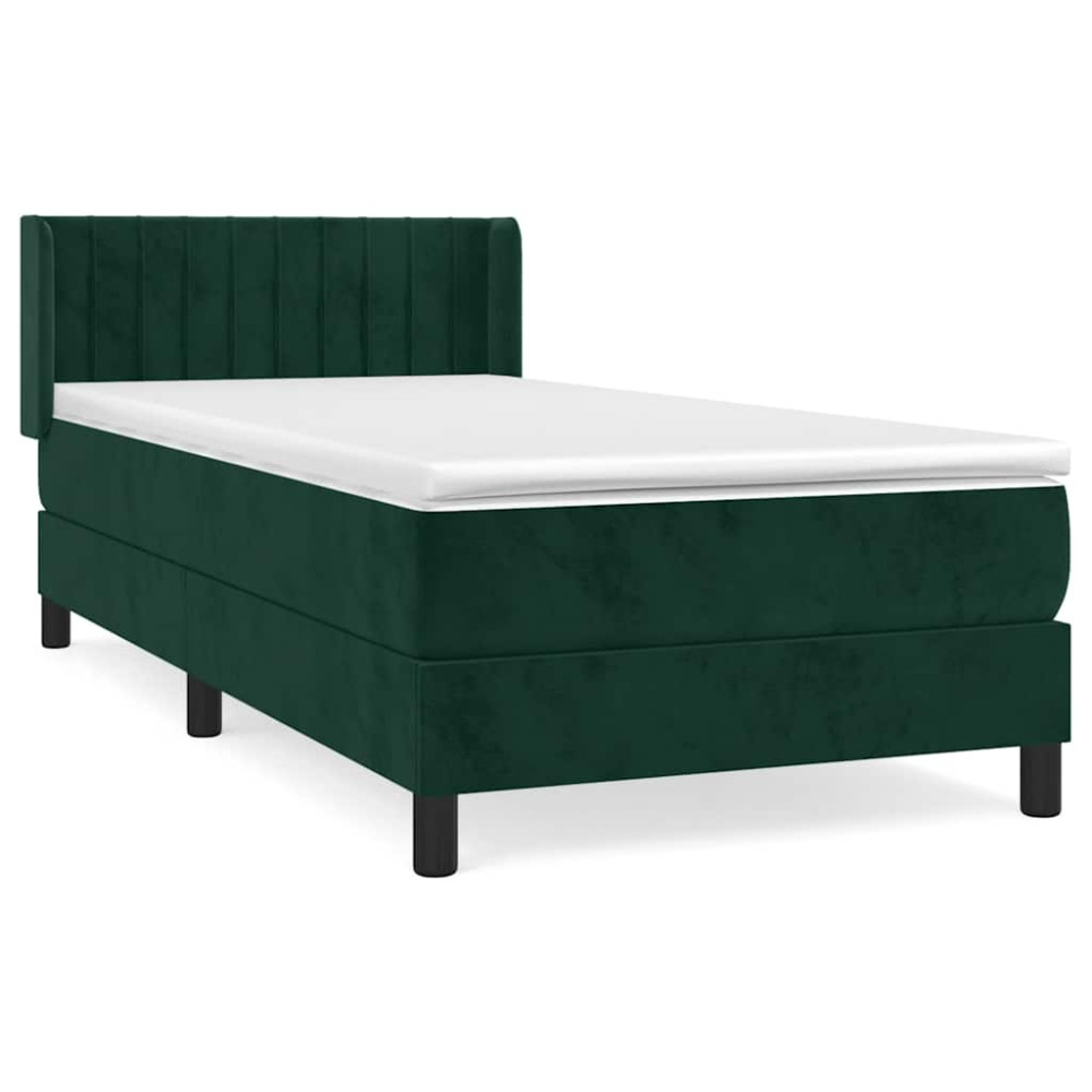 Produktbild för Ramsäng med madrass mörkgrön 100x200 cm sammet