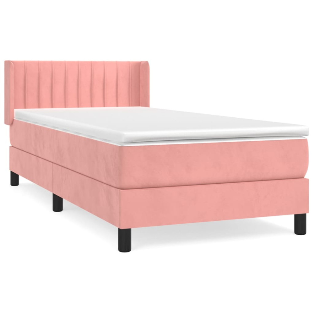 Produktbild för Ramsäng med madrass rosa 100x200 cm sammet