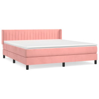 Produktbild för Ramsäng med madrass rosa 160x200 cm sammet