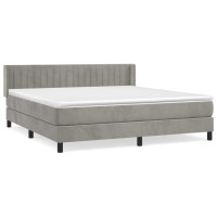 Produktbild för Ramsäng med madrass ljusgrå 180x200 cm sammet