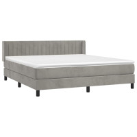 Produktbild för Ramsäng med madrass ljusgrå 180x200 cm sammet