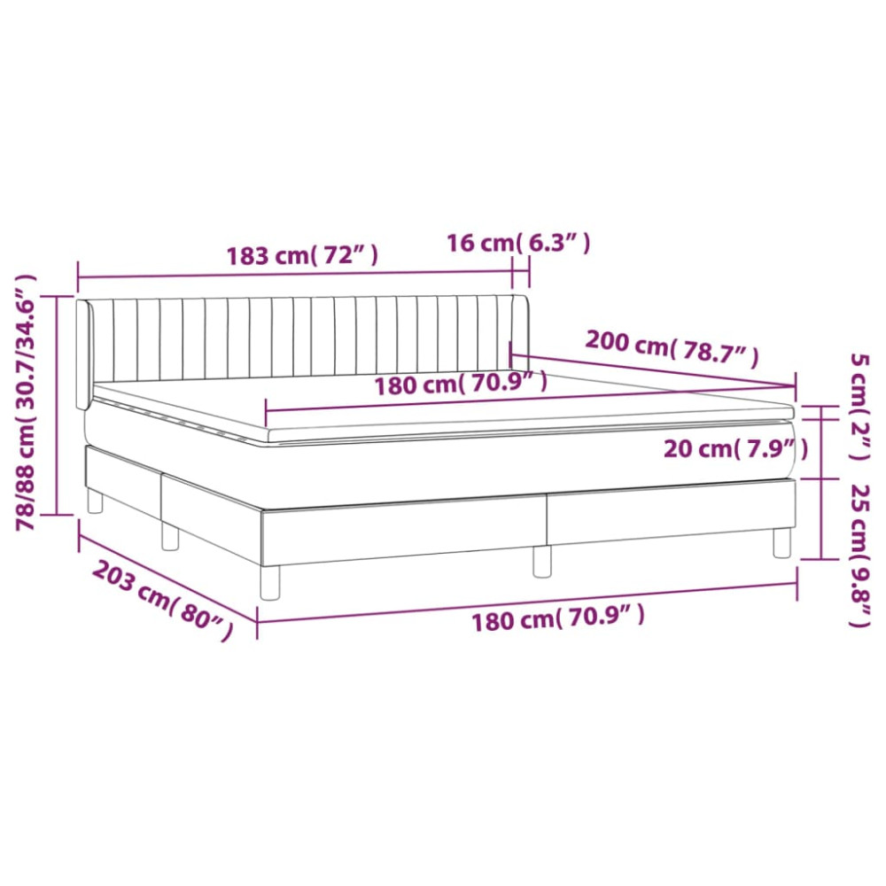 Produktbild för Ramsäng med madrass ljusgrå 180x200 cm sammet