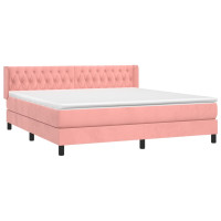 Produktbild för Ramsäng med madrass rosa 160x200 cm sammet