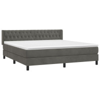 Produktbild för Ramsäng med madrass mörkgrå 180x200 cm sammet