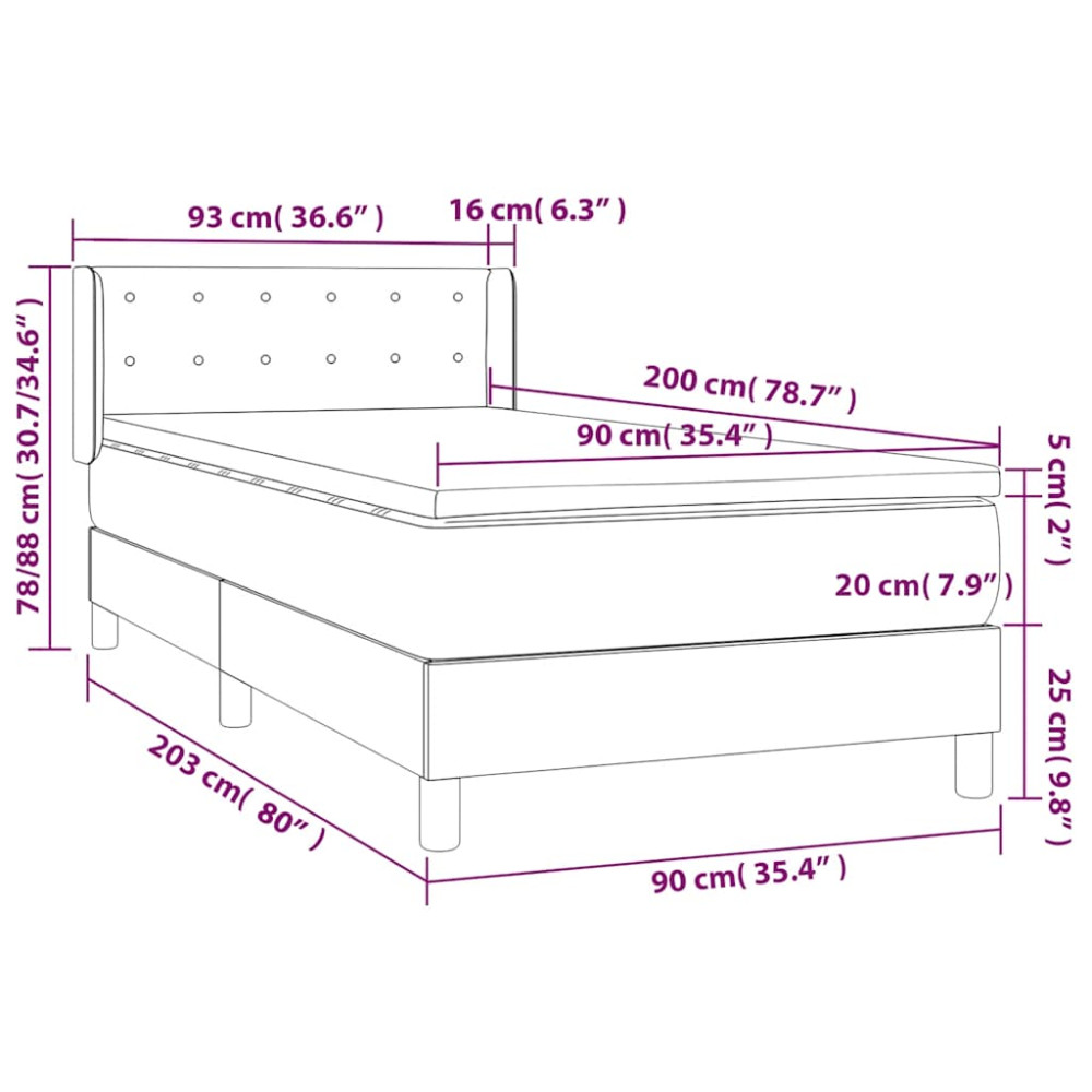 Produktbild för Ramsäng med madrass mörkblå 90x200 cm sammet