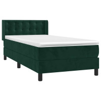 Produktbild för Ramsäng med madrass mörkgrön 100x200 cm sammet