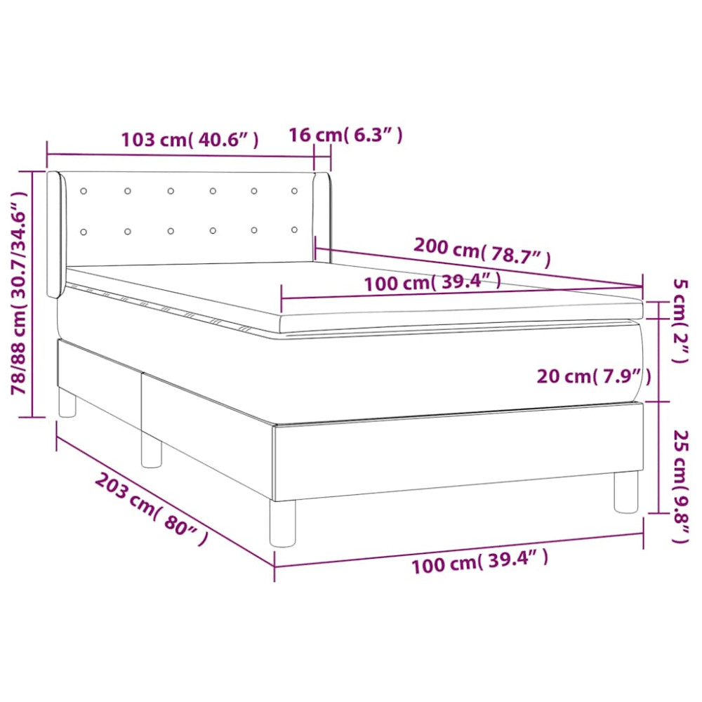 Produktbild för Ramsäng med madrass mörkgrön 100x200 cm sammet