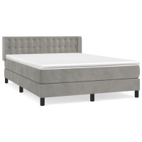 Produktbild för Ramsäng med madrass ljusgrå 140x190 cm sammet