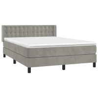 Produktbild för Ramsäng med madrass ljusgrå 140x190 cm sammet