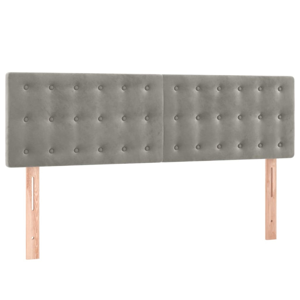 Produktbild för Ramsäng med madrass ljusgrå 140x190 cm sammet