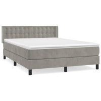 Produktbild för Ramsäng med madrass ljusgrå 140x200 cm sammet