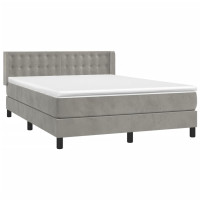 Produktbild för Ramsäng med madrass ljusgrå 140x200 cm sammet