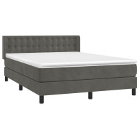Produktbild för Ramsäng med madrass mörkgrå 140x200 cm sammet