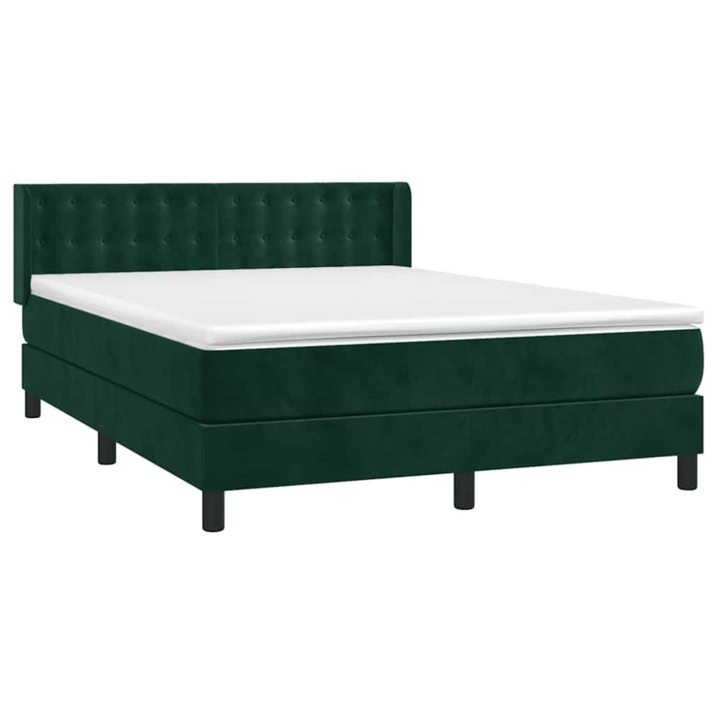 Produktbild för Ramsäng med madrass mörkgrön 140x200 cm sammet