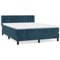Produktbild för Ramsäng med madrass mörkblå 140x200 cm sammet