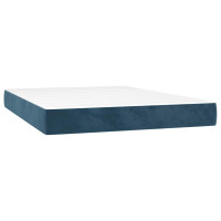 Produktbild för Ramsäng med madrass mörkblå 140x200 cm sammet