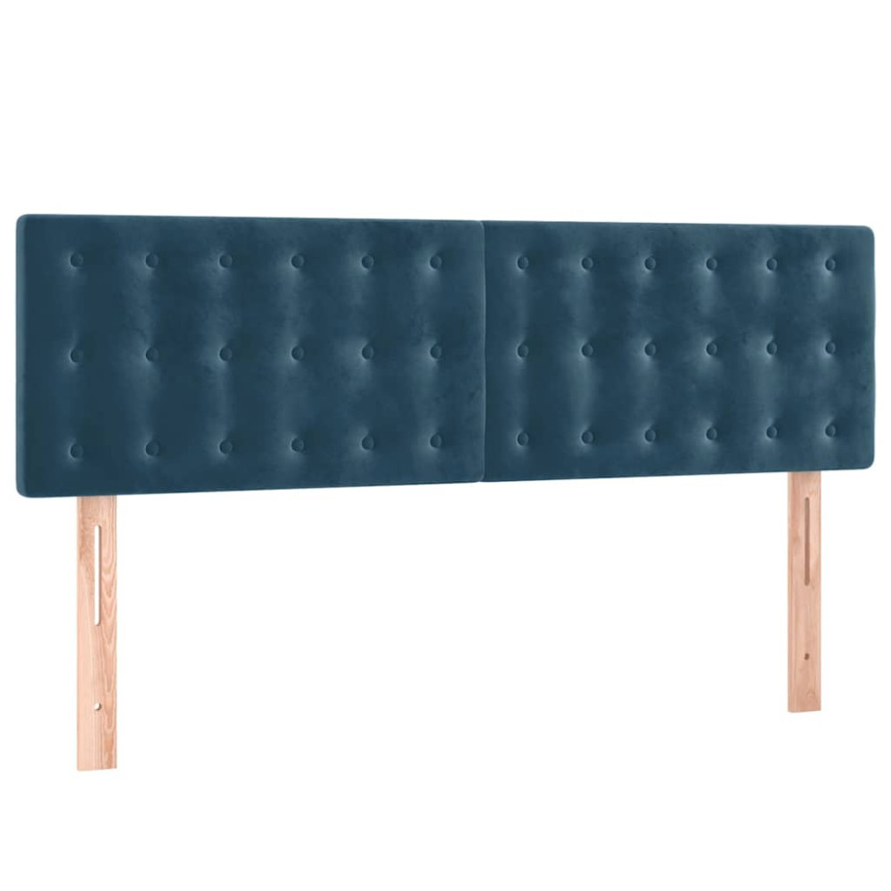 Produktbild för Ramsäng med madrass mörkblå 140x200 cm sammet