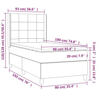 Produktbild för Ramsäng med madrass mörkgrå 90x190 cm tyg