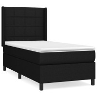 Produktbild för Ramsäng med madrass svart 100x200 cm tyg