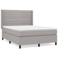 Produktbild för Ramsäng med madrass ljusgrå 140x190 cm tyg