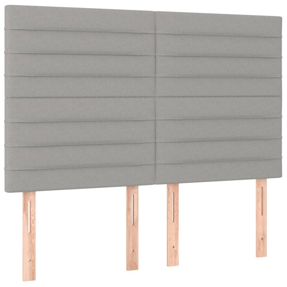 Produktbild för Ramsäng med madrass ljusgrå 140x190 cm tyg