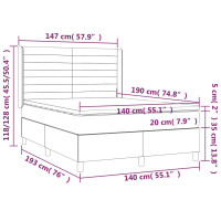 Produktbild för Ramsäng med madrass mörkgrå 140x190 cm tyg