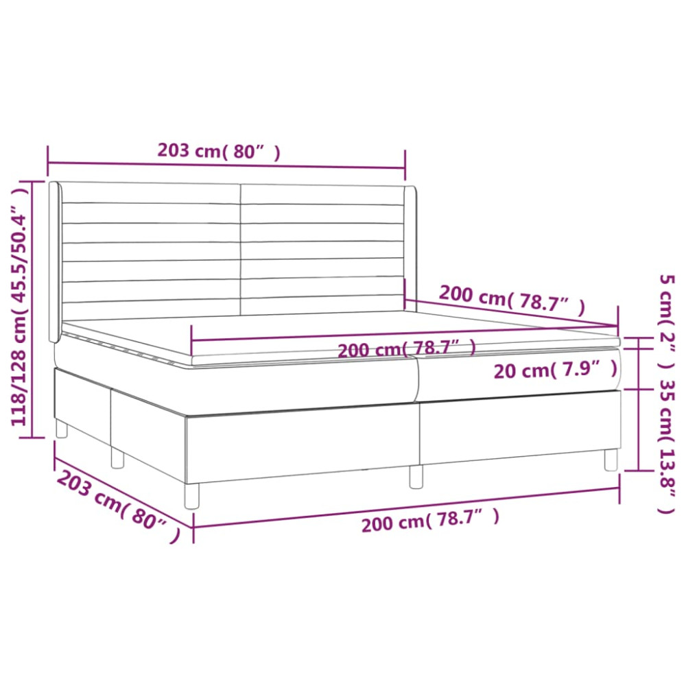 Produktbild för Ramsäng med madrass ljusgrå 200x200 cm tyg