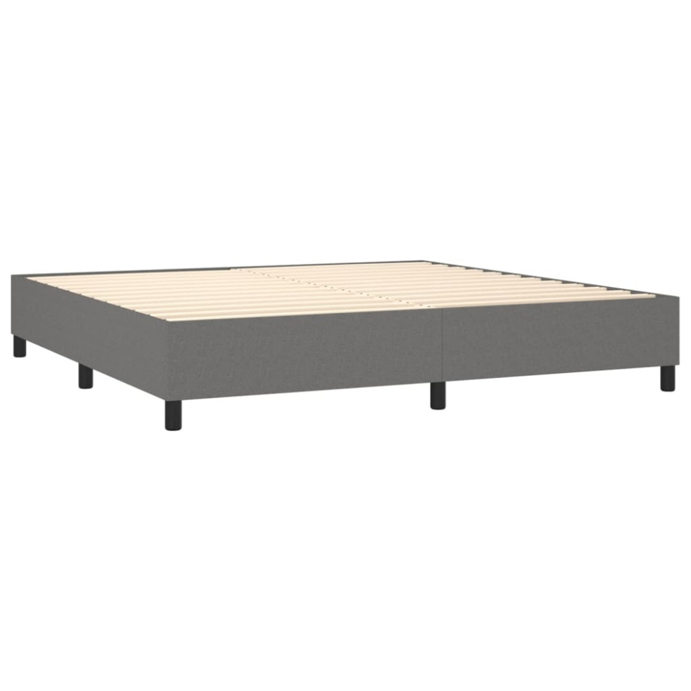 Produktbild för Ramsäng med madrass mörkgrå 200x200 cm tyg