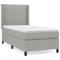Produktbild för Ramsäng med madrass ljusgrå 90x190 cm tyg