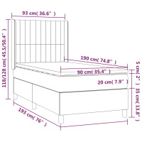 Produktbild för Ramsäng med madrass mörkbrun 90x190 cm tyg