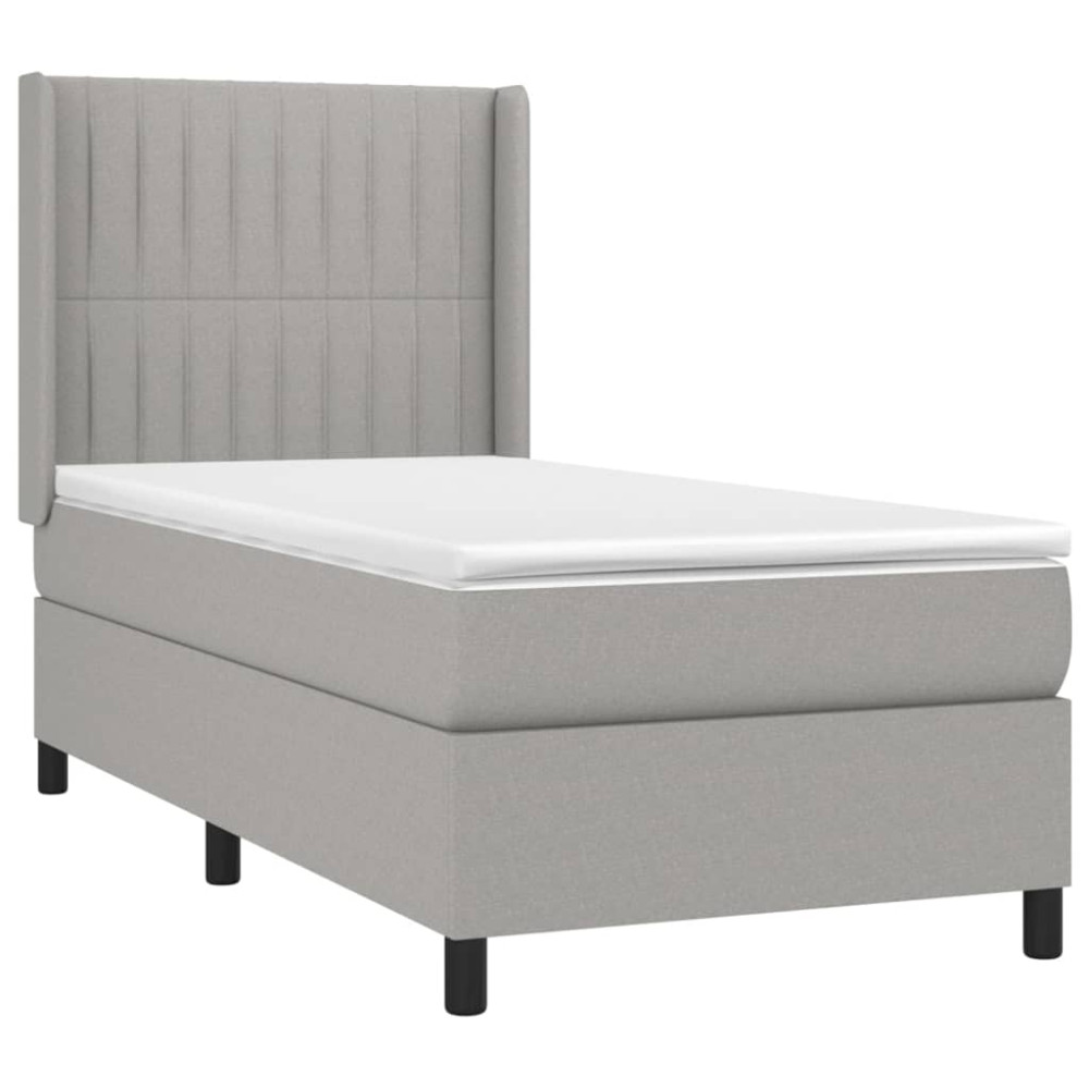 Produktbild för Ramsäng med madrass ljusgrå 90x200 cm tyg